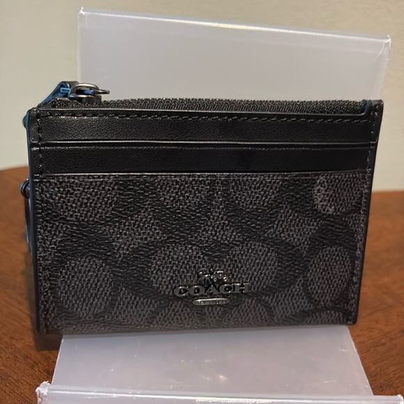 Coach Handbags - Coach  card holder  ID holder  coin case / key ring  4 in one case gray / Black